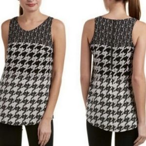 NWOT Cabi Black White Broken Check Houndstooth Sleeveless Tank size M